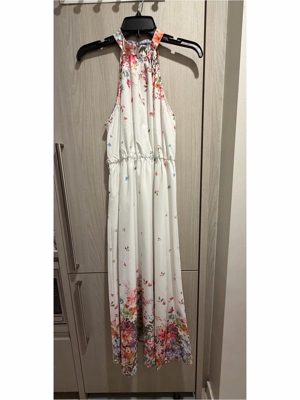 Brand New White Floral Halter Dress